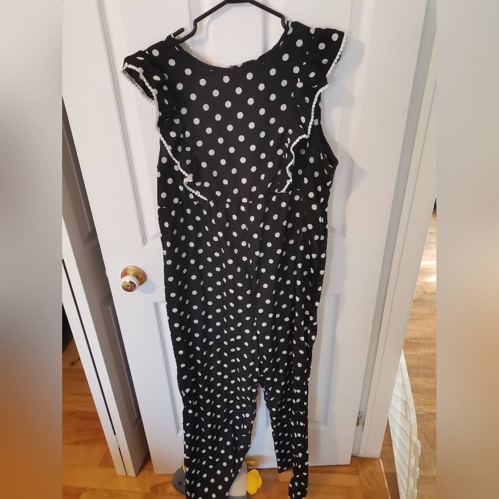 SHEIN Maternity Polka Dot Print Ruffle Trim Jumpsuit Size XL